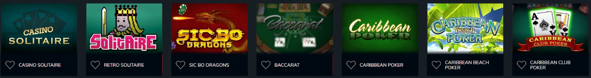 Table games including blackjack, baccarat, poker and roulette at Wolf Winner